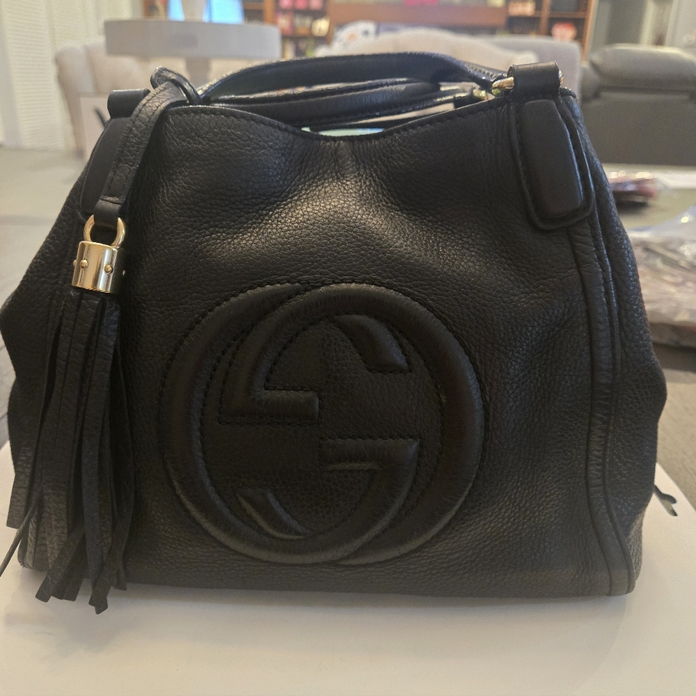 GUCCI black leather Soho with tassel Authentic 10x9x5 inches - Picture 15 of 16